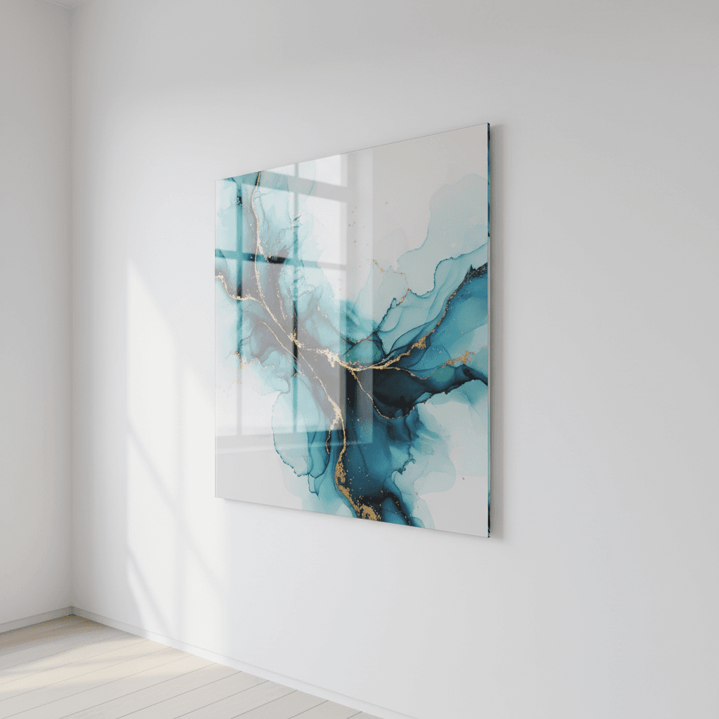 Modern abstract stained glass art piece